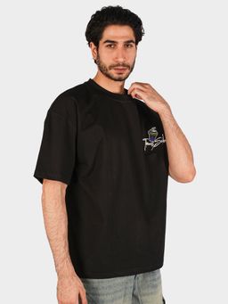 BOTABOCHI - Black Mens Coffee Printed Half Sleeve T-Shirt