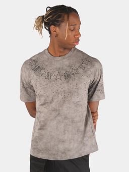 BOTABOCHI - Grey Mens Stud Embellished Half Sleeve T-Shirt