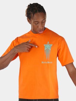 BOTABOCHI - Orange Mens Glow Galaxy T-Shirt Half Sleeve T-Shirt