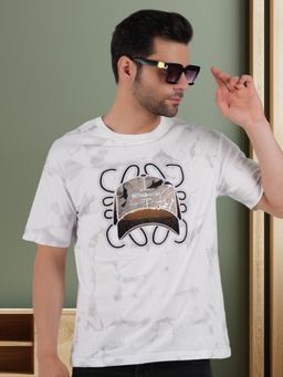 BOTABOCHI - White Mens Faded Rugged Half Sleeve T-Shirt