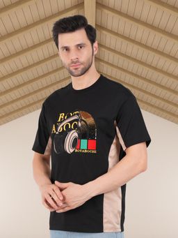 BOTABOCHI - Black Mens 3D Headphone T-Shirt Half Sleeve T-Shirt