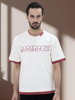 BOTABOCHI - Cream Mens Luxe Heavy Twill Drop Shoulder T-Shirt
