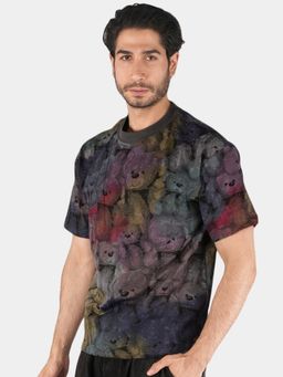 BOTABOCHI - Black Mens Teddy Printed Half Sleeve T-Shirt