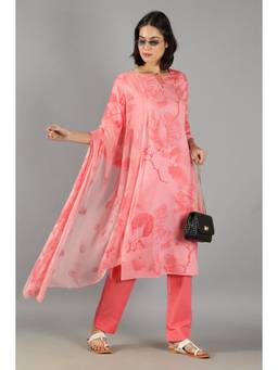 Barara Ethnic - Pink Printed Straight Kurta Set with Dupatta