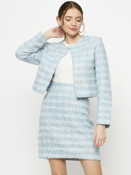 CAMLA - Women Light Blue Jacket with Skirt (Set of 2)