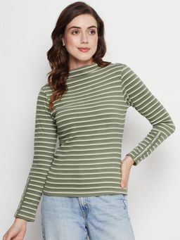 Madame - Women Green High Neck Top