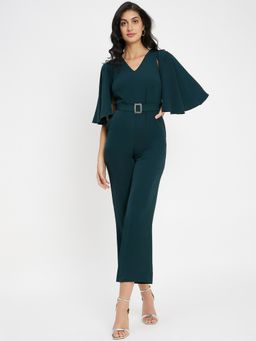 Madame - Women Bottle Green Jumpsuit