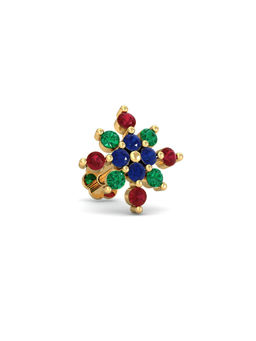 KuberBox - Multi-Gems Nose Stud 18K Gold