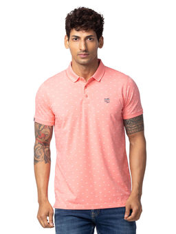 Spykar - Pink Polo Collar Half Sleeves Blended T-Shirt for Men