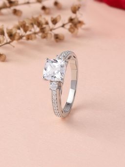 Ornate Jewels - 925 Silver 1.5 Carat American Diamond Solitaire Proposal Ring For Women & Girls