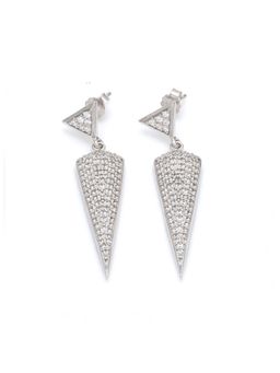 Ornate Jewels - 925 Siler American Diamond Long Earring For Women & Girls