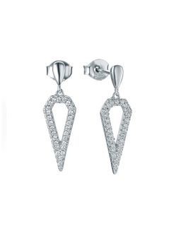 Ornate Jewels - 925 Sterling Silver American Diamond Long Geometric Earrings for Women Girls One Size