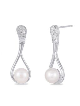 Ornate Jewels - 925 Silver Freshwater Pearl Dangler Earrings For Women & Girls (Free Size)