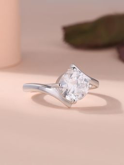 Ornate Jewels - 925 Silver 3.5 Carat White American Diamond Solitaire Ring for Women & Girls