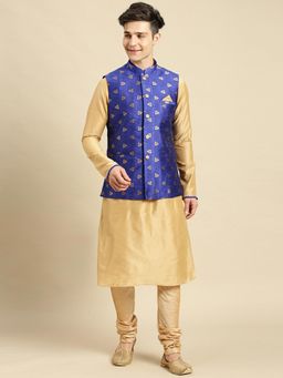 Sanwara - Mens Printed Designer Jacquard Ink Blue Color Jacket (Set of 3)