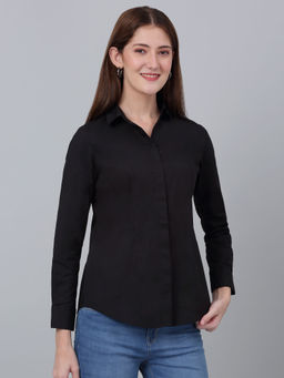 Cantabil - Women Solid Black Formal Shirt