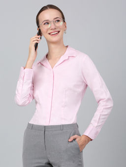 Cantabil - Women Solid Pink Formal Shirt