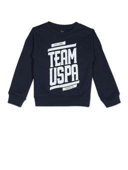 U.S. POLO ASSN. - Boys Navy Crew Neck Brand Print Sweatshirt
