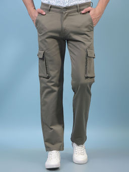 CRIMSOUNE CLUB - Men Olive Cargo Jeans