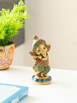 ExclusiveLane - Englighted Brass Ganesha Showpiece Idol