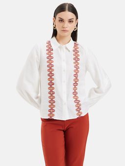 Kazo - Embroidered Shirt With Balloon Sleeves