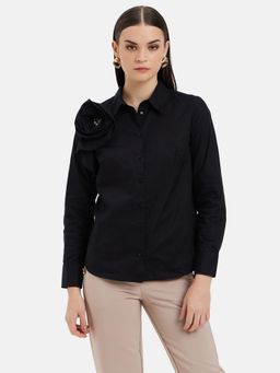 Kazo - Full Sleeves Shirt With Ruffled 3D Flower Detail
