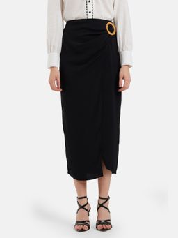 Kazo - Wrap Midi Skirt With Buckle Detail