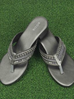 Mochi - Grey Synthetic Casual Sandals Heels