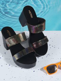 Metro - Black Synthetic Casual Sandals Heels
