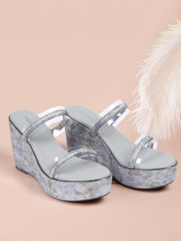 Mochi - Grey Synthetic Casual Wedges Heels