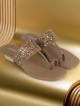 Metro - Beige Synthetic Party Sandals Heels