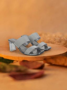 Metro - Grey Synthetic Party Sandals Heels
