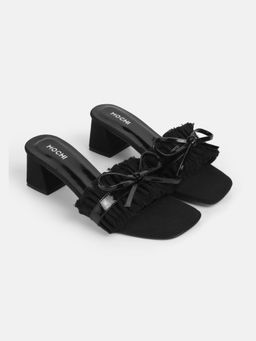 Mochi - Black Denim Casual Sandals Heels