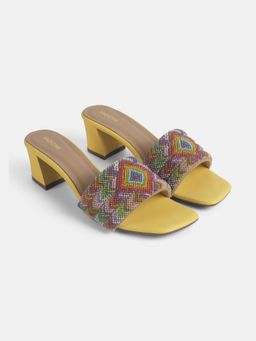 Mochi - Yellow Synthetic Casual Sandals Heels