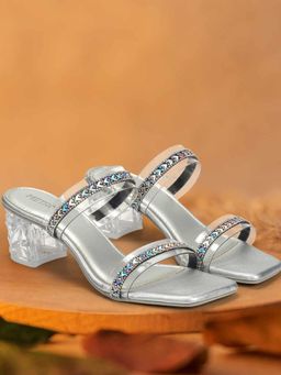 Metro - Silver Synthetic Party Sandals Heels