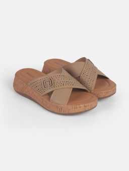 Mochi - Beige Synthetic Casual Sandals Heels