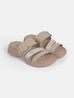 Mochi - Beige Synthetic Casual Sandals Heels