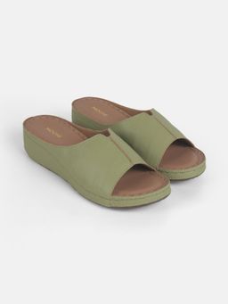 Mochi - Green Synthetic Casual Wedges Heels