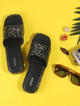 Mochi - Black Synthetic Casual Wedges Heels