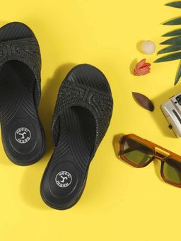 Mochi - Black Synthetic Casual Wedges Heels