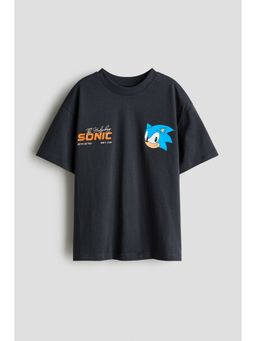 H&M - Boys Grey Oversized Printed T-Shirt