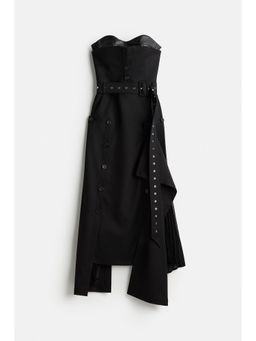 H&M - Women Black Bandeau Dress With Leather Bra
