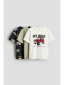 H&M - Boys Green 3-Pack Printed T-Shirts