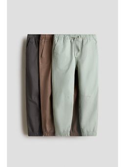 H&M - Boys Green 3-Pack Cotton Twill Joggers