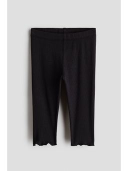 H&M - Unisex Black Ribbed Cotton Leggings