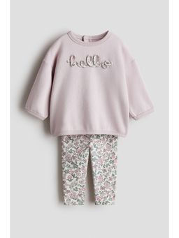 H&M - Girls Purple 2-Piece Top And Leggings Set