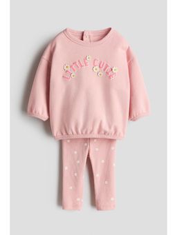 H&M - Girls Pink 2-Piece Top And Leggings Set