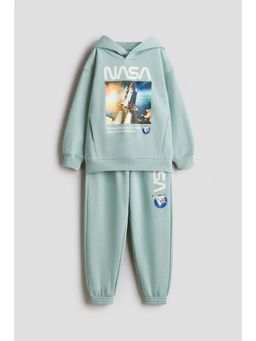 H&M - Boys Turquoise 2-Piece Printed Sweatshirt Set