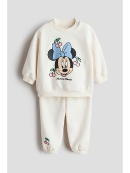 H&M - Girls White 2-Piece Printed Sweatshirt Set