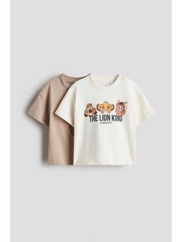 H&M - Boys Beige 2-Pack Printed T-Shirts